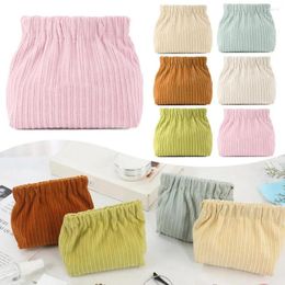 Storage Bags Corduroy Bag Elastic Tie Handbags Women Mini Makeup Portable Travel Jewelry Organizer Pouch Small Cosmetics