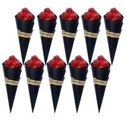 Decorative Flowers 10 PCS Rose Gift Box Bride Bulk Wedding Decor Red Roses Bouquet Package Paper Flower Decoration