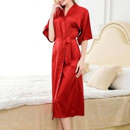 Home Clothing Womens Satin Long Robe Wedding Dressing Gown Sleepwear Lingerie Nightdress Bathrobe Gowns Silky Night Wear