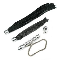 Multifunction whip kits anal plug metal dildo cow leather flogger metal kurbash spanking whip sex toy adult product7244373