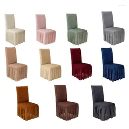 Chair Covers 3D Seersuckers Cover Long Skirt For Dining Room Wedding El Banquet Stretch Home Party Decorations