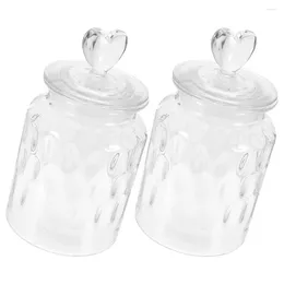 Storage Bottles 2 Pcs Candy Jars Glass With Lid Sealed Tea Container Tank Coffee Bean Grains White