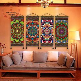 Tapestries National Style Vertical Pattern Hanging Painting Living Room Wall Large Size Cloth Tapestry Background Flag 45x120cm