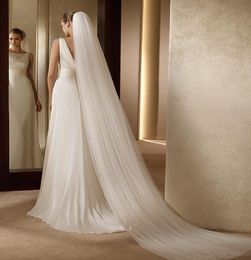 In Stock Two Layers White Ivory Cheap Bridal Wedding Veils 3mBridal Veils with Comb Long Simple Tulle Wedding Veil4172770