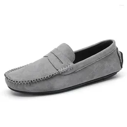 Walking Shoes Men Casual Mens Suede Loafers Moccasins Breathable Slip On Black Rubber Non-slip Driving Size 45