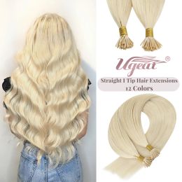 Extensions Ugeat I Tip Hair Extensions Pre Bonded Real Human Hair Remy Fusion Hair 40g/80g Blonde Color Straight Stick Tip Human Hair