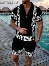 Mens Tracksuits Tracksuit Summer Short Sleeve Shirt and Shorts Suit Two-piece Set Male Gym Sport Golf Clothing Streetwear for Men ASE4