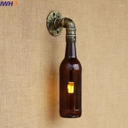 Wall Lamp Industrial Sconce Lighting Fixtures With Pocket Watch Water Pipe Loft Edison Light Glass Bottle Lights LED 220v