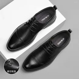 Dress Shoes Business Casual Men's Hollowed Out Breathable Solid Colour Versatile Leather Men