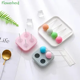 Baking Tools 4-hole Round Star Lollipop Silicone Mould Diy Three-dimensional Spherical Chocolate Accessories