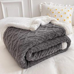 Blankets GURET Warm Winter Blanket Fluffy Plaid Bed Soft Thick Throw Double Duvet Fleece Cover Bedspread On The