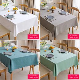 Rectangular Cotton And Linen Tablecloth OilProof Waterproof Antifouling Cover Outdoor Dining Table Cloth 240322