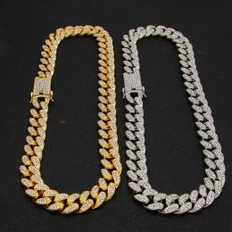 Halsketten 2 cm Hip Hop Gold Farbe Iced Out Kristall Miami Kubanische Kette Halskette HEISSER VERKAUF DER HIP HOP KÖNIG