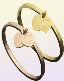 Luxury Jewellery Designer Women style Bracelet Alphabetic Double Heart Bracelet Heart shaped Gold Bracelet Holiday Gift1127892
