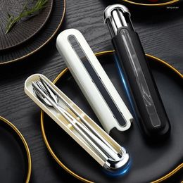 Dinnerware Sets 316 Stainless Steel Tableware Set Quality Portable Cutlery Chopsticks Spoons Fork Suit Outdoor Travel Flatware Carry-on Box