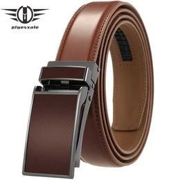 Belts 3-3.1cm wide mens belt business formal denim leather ratchet belt high-quality metal automatic buckle Q240401