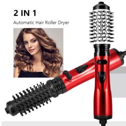 Irons Hair Dryer Brush 2 In 1 Hot Air Spin Brush Curling Straightening Styling AutoRotating Ionic Round Blow Dryer Volumizer