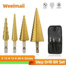 HSS Titanium Step Drill Bit High Speed Stepped Drill Set Saw Drill Tools Conical Stage Drill For Metal Wood 4-12 4-20 4-32mm