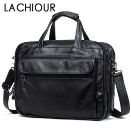 Fashion Genuine Leather Men A4 Office Bag Handbag Business Casual Mens Travel Bag 156 Laptop Shoulder Bags Tote Briefcase 240320