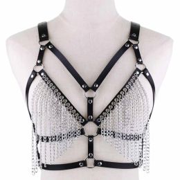 Necklaces Leather Chain Harness Body Chain Bra Goth Punk Sexy Chain Top Women Body Jewellery Summer Festival Fashion Rave Outfit