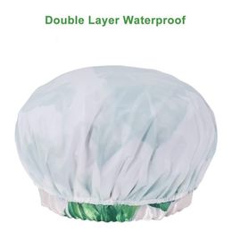 Bow-knot Shower Caps Women Cute Waterproof Bath Hats Face Washing Make-up Moisture Proof Double Layer Head Cover Hair Bonnet New