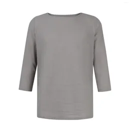 Men's T Shirts Solid Colour Three Quarter Sleeved T-Shirt Casual Bottom Top 3/4 Sleeve Korean Dongdaemun High Quality Clothing