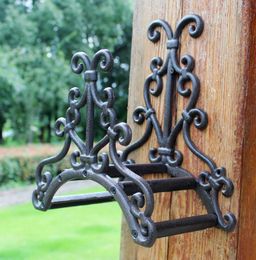 Wrought Iron Hose Rack Holder Equipment Scrowl New Garden Outdoor Decorative Reel Hanger Cast Antique Style Rust Brown Finish Wall9958293