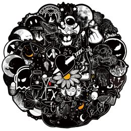 50Pcs Black White Gothic Graffiti Stickers Skull DIY Motorcycle Laptop Phone Helmet Car Stationery Bike Cool Decals Toys