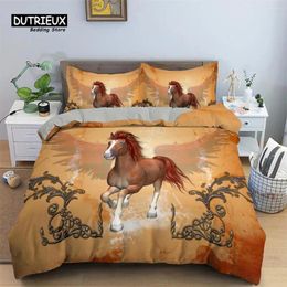 Bedding Sets Horse Duvet Cover 3D Steed Farm Animal Comforter Polyester Exotic Style Western Cowboys Set Twin For Kids Boy Teen