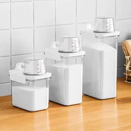 Storage Bottles 1PC Airtight Laundry Detergent Dispenser Powder Box Clear Washing Liquid Container With Lids Jar