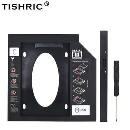 TISHRIC Aluminum 2nd Second Hdd Caddy 9.5mm 12.7mm Optibay SATA 3.0 2.5'' SSD DVD CD-ROM Enclosure Adapter Hard Disk Drive Case