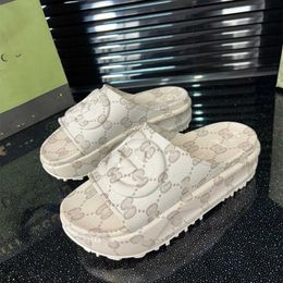 10% OFF Designer shoes Summer G Thick Sole Macaron Color Increase in Height One line Cool Slippers Fashionable Sponge Cake Shoes Trend