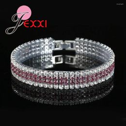 Charm Bracelets Luxury Stackable Cubic Zirconia Bracelet 925 Sterling Silver Needle Wide Jewelry For Women Wedding Engagement Accessories