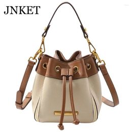 Shoulder Bags JNKET Fashion Women Cow Leather Drawstring Sling Bag Large Capacity Crossbody Leisure