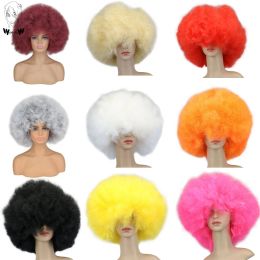 Wigs WHIMSICAL W Synthetic Afro Kinky Curly Wig With Bangs Short Fluffy Hair Wigs For Black Women Cosplay Natural