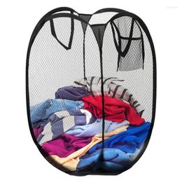 Laundry Bags Folding Basket Large Collapsible Washing Up Mesh Hamper Clothes Storage Bin With Handles Accessory