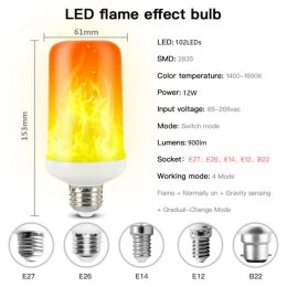 LED E27 Flame Bulb Fire E14 lamp Corn Bulb Flickering LED Light Dynamic Flame Effect 7W 9W 110V-220V for Home Light Night light