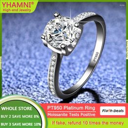 Cluster Rings Luxury Eternal PT950 Platinum Women Wedding Jewellery Genuine With Credentials VVS D Colour 1CT Moissanite Diamond Gift
