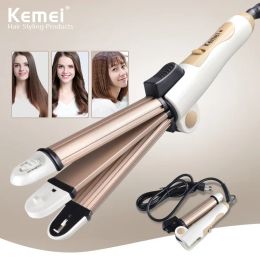 Straighteners Kemei KM8851 3 In 1 Multifunction Hair Straightener Hair Curler Ceramic Coating Foldable Hair Curling Iron Hair Styler