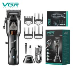 VGR Hair Trimmer Professional Hair Clipper DLC Coating Haircuts Machine High Power Magnetic Power Motor Trimmer for Men V-653