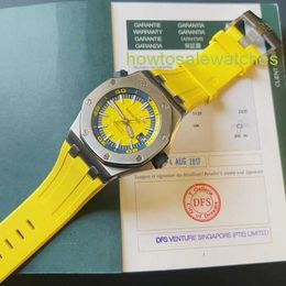 Lastest AP Wrist Watch Royal Oak Offshore 15710ST Lemon Yellow 42mm Precision Steel Mens Watch Automatic Mechanical Yellow Blue Colour Matching