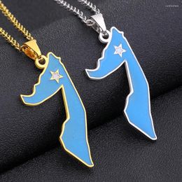 Pendant Necklaces Somalia Map Flag Necklace Stainless Steel For Women Men Gold Silver Colour Charm Fashion Somali Jewellery Gifts