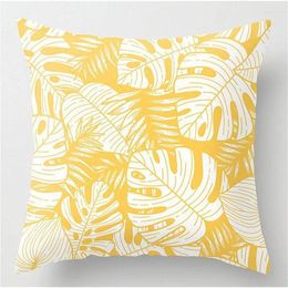 Pillow 45X45CM Yellow Geometric Flowers Home Decor Pillowcase Car Sofa Cover Textile