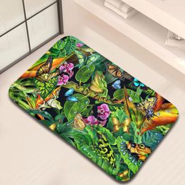 Carpets Butterfly Illustration Door Mat Bedroom Decoration Kitchen Living Room Bathroom Doormat Anti Slip Bath Rugs Flower Frog Carpet