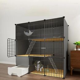 Cat Carriers Light Luxury Cages Home Cage Litter Box Integrated House Super Large Free Space Villa For Cats