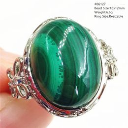 Cluster Rings Genuine Natural Green Malachite Oval Adjustable Ring Jewelry For Woman Men Fashion Chrysocolla Stone