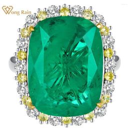 Cluster Rings Wong Rain Luxury 925 Sterling Silver Emerald Ruby High Carbon Diamonds Gemstone Fine Jewellery Engagement Wedding Ring Wholesale
