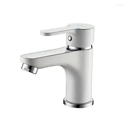 Bathroom Sink Faucets Single-handle Basin Faucet White Household Bath And Cold Water