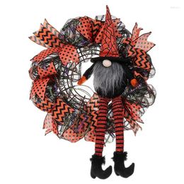 Decorative Flowers Outdoor Halloween Gothic Ornament Wreath Door Holiday Witch Hat Leg Front Hanger Christmas Decoration