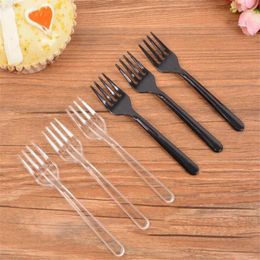 Forks Clear Transparent Disposable For Party BBQ Sticks Picks Skewer Set Home Dining Plastic Cake Fruit Fork